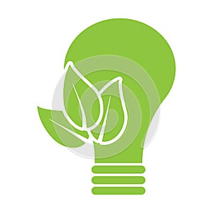 Green bio bulb eco icon. Clean energy symbol. Organic product logo. Eco product. Vector illustration. Stock image.