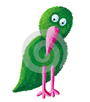 Green bird with pink beak