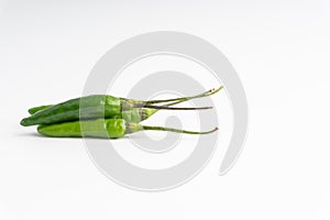 Green Bird`s eye chili ,Thai Chili pepper ,bird chili pepper nature isolate on white background.