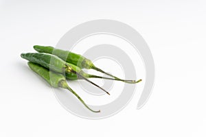 Green Bird`s eye chili ,Thai Chili pepper ,bird chili pepper nature isolate on white background.