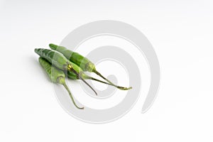 Green Bird`s eye chili ,Thai Chili pepper ,bird chili pepper nature isolate on white background.