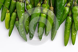 Green Bird`s eye chili ,Thai Chili pepper ,bird chili pepper nature isolate on white background.