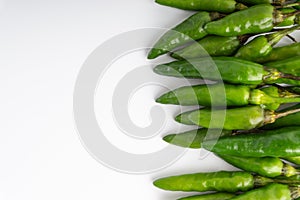 Green Bird`s eye chili ,Thai Chili pepper ,bird chili pepper nature isolate on white background.