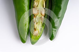 Green Bird`s eye chili ,Thai Chili pepper ,bird chili pepper nature isolate on white background.