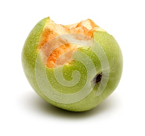 Green bitten apple