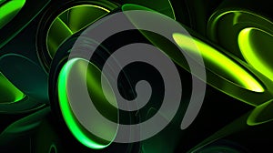 A green and black abstract background with glowing circles