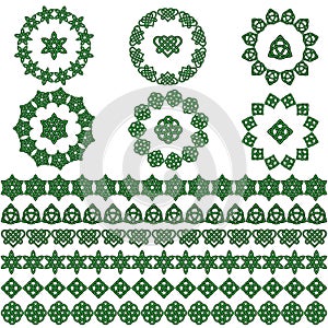 Green and black Celtic frames and border vector patterns