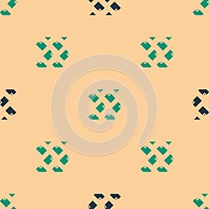 Green and black Data stream icon isolated seamless pattern on beige background. Vector