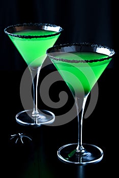 Green and Black Halloween Party Martinis