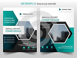 Green black hexagon annual report Brochure design template vector. Business Flyers infographic magazine poster.Abstract layout