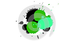 green black ink drop brush painting watercolor splatter in grunge graphic style on white background