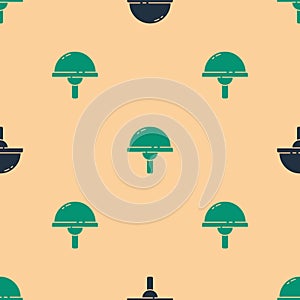 Green and black Light emitting diode icon isolated seamless pattern on beige background. Semiconductor diode electrical