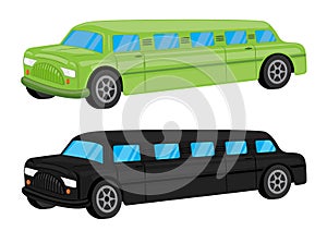 Green / Black Limousine Car Vehicle Cartoon