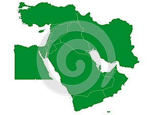 Green Black map of Middle East