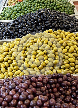 Green and black olives