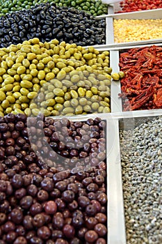 Green and black olives