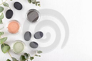 Green,black and pink cosmetic clay powder