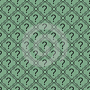 Green and Black Question Mark Symbol Pattern Repeat Background