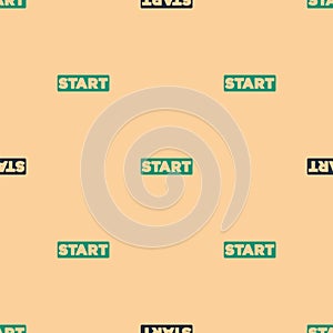 Green and black Ribbon in finishing line icon isolated seamless pattern on beige background. Symbol of finish line