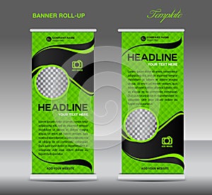 Green and black Roll up banner stand template vintage banner