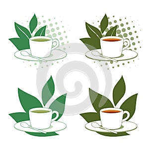 Green and Black Tea vector icons