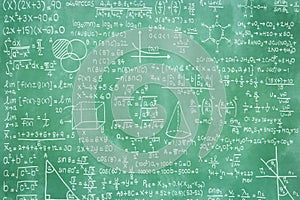 Green blackboard with math formula