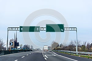 Green blank highway road sign