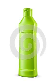 Green blank plastic all-purpose detergent bottle with snap top cap isolated on white background