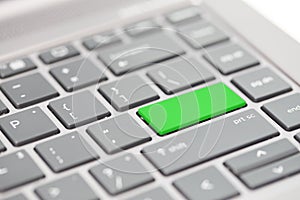 Green blank white enter key on keyboard background visual for word replacement
