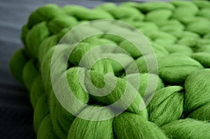 Green blanket of merino wool