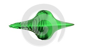 Green Blob with many Curved and Circle Waves on the Left