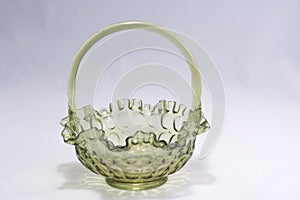 Green blown glass basket photo