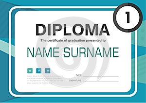 Green blue A4 Diploma certificate background template layout design
