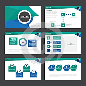 Green blue Abstract presentation template Infographic elements flat design set for brochure flyer leaflet marketing