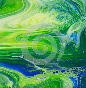 Green Blue Acrylic Pour Painting