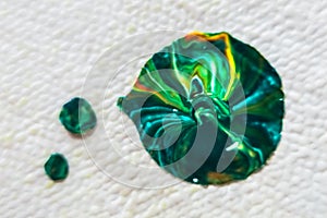 Green and blue agate on a white background. Macro photo. Abstract background.