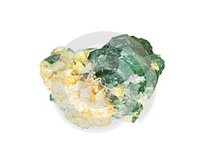 Green-blue apatite gemstone isolated on white