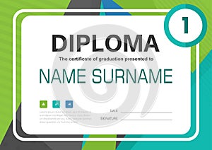 Green blue black A4 Diploma certificate background template layout design