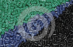 Green-blue-black Plastic granulate