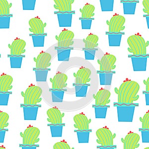 Green and blue cactus seamless pattern