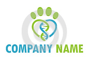 Green and Blue Color Abstract Paw Animal DNA Logo Design
