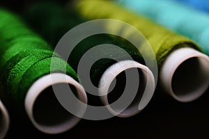 green and blue colored threads background