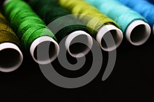 green and blue colored threads background - structure