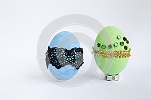 Green and blue Easter egg design