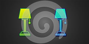 Green and blue Floor lamp icon isolated on black background. Vector