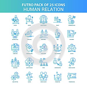 25 Green and Blue Futuro Human Relation Icon Pack photo