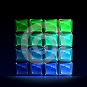 Green and blue glass blocks