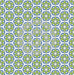 Green blue hexagonal flower pattern