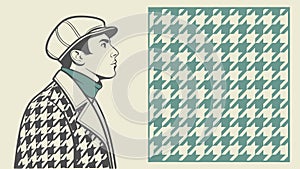 Green and Blue Houndstooth Pattern, Modern Textile, vector design Generative AI