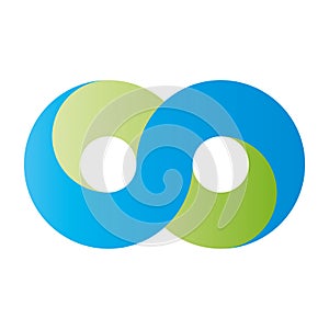 Green and blue infinity symbol icon. 3D-like gradient design effect. Vector illustration